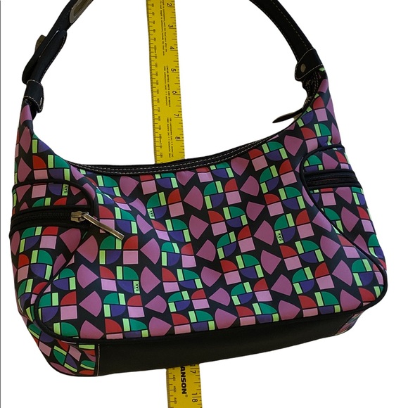 The SAK Shoulder Bag Purse Multi Color Geometric Logo Adjustable Strap Zip - Picture 4 of 14